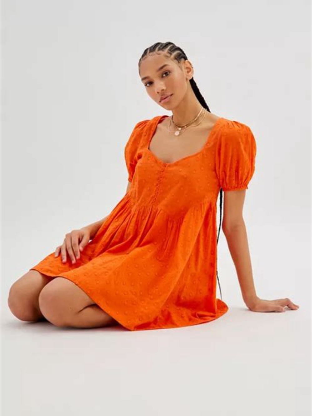 urban outfitters macy polka dot mini dress babydoll dress orange size XL